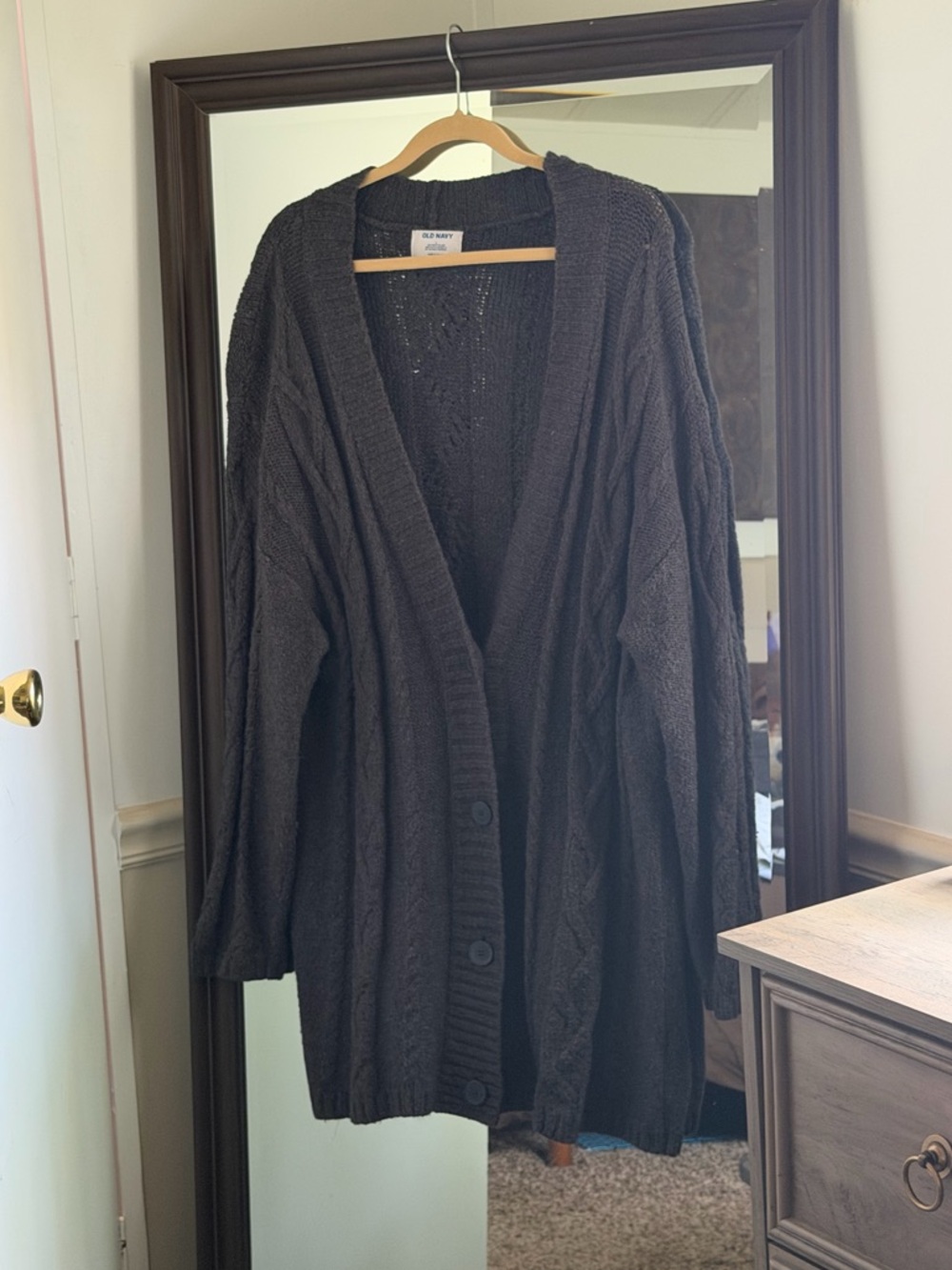 Old Navy Women's Charcoal Cable-Knit Button Cardigan